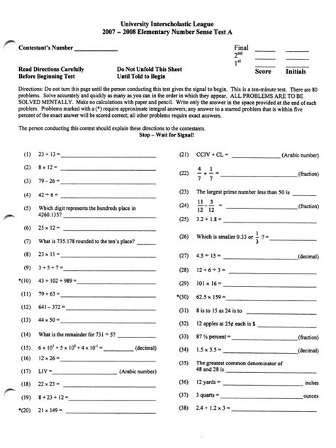 number sense uil.